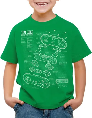 Produktbild von style3 SNES Controller Blaupause Kinder T-Shirt 16-Bit Videospiel