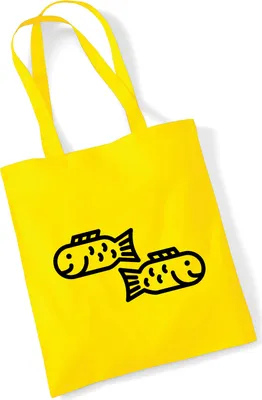 Produktbild von Huuraa Jutebeutel Fische Sternzeichen Symbol 10 Liter Yellow Baumwolle Tasche Geschenkidee