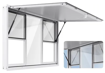 Produktbild von VEVOR Verkaufsfenster 152x92 cm, Aluminiumlegierung Servicefenster für Food Trucks, bis zu 85 Grad Steh-Servicefenster mit 6 Schiebefenstern, Markisentür und Zieh-Haken, für Verkaufsanhänger