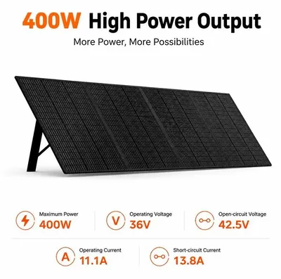 Produktbild von Tragbares Solarpanel - 400 W faltbares Solarmodul - 4-teiliges Panel - Wasserdicht - Solarladegerät für Powerstation - Camping und Outdoor