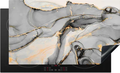 Produktbild von KitchenYeah© Herdabdeckplatte Marmor - Gold - Grau , 91x52cm, Küche Deko, Glaskeramikkochfeld Herdabdeckung, Abdeckplatte fùr Kochfeld