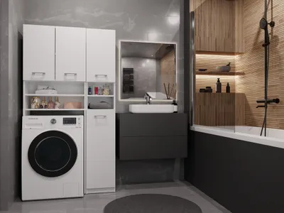 Produktbild von Waschmaschinenumbauschrank Badezimmer-Schrank-Set