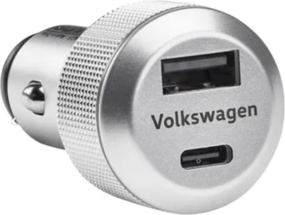 Produktbild von Volkswagen 000051443F Adapter USB Ladeadapter USB-A USB-C, geschirmt, beleuchtet, für 12V/24V Zigarettenanzünder