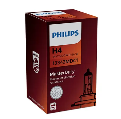 Produktbild von Philips MasterDuty 13342MDC1 Scheinwerferlampe mit 24 V, 75 W, 24 V, H4, Halogen, 3200 K, 1 Stück(e)