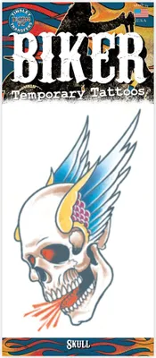 Produktbild von Fliegender Schädel Klebe-Tattoo - Fasching Halloween Karneval