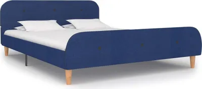 Produktbild von Bettgestell Blau Stoff 140 x 200 cm