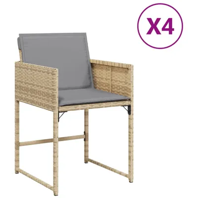 Produktbild von Gartenstühle mit Kissen 4 Stk. Beigemischung Poly Rattan