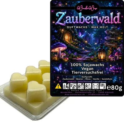 Produktbild von WonderWax Duftwachs Wax Melts für Duftlampe, 6 Herzen Duftmelt Wachsmelt Sojawachs Duftwachs Würfel für Raumdüfte, Wachs Duftöl Winter Indoor Schmelzen für Aromalampe Zauberwald