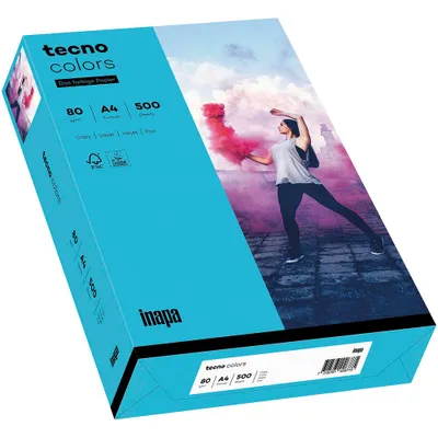 Zdjęcie produktu dla Papier wielofunkcyjny tecno colors A4 80 g/m² niebieski 500 arkuszy
