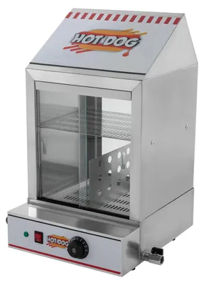 Produktbild von Elektrischer Hotdog-Wärmer - Gewerblicher Wurst-Dampfgarer - 40 l 2-Etagen Warmhaltevitrine - 1200 W 220 V Thekengerät - 30–110 °C Edelstahl Silber