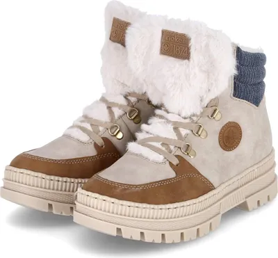 Produktbild von Rieker Damen Stiefeletten/ Winterboots Beige Kunstleder-Textil-Mix Größe: 37