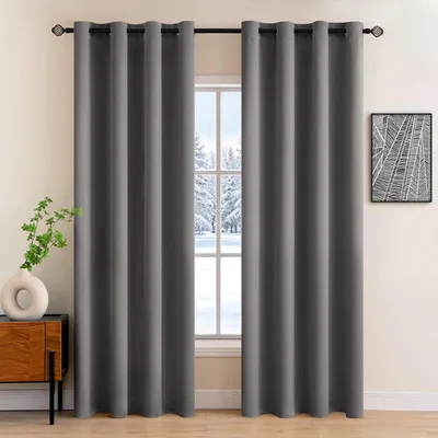 Obrázok produktu pre Sada dvoch zatemňovacích termogordín, sivá farba, 140 x 225 cm, s pútkami na zavesenie
