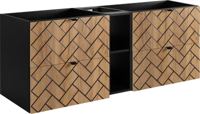 Immagine prodotto di Mobile da bagno, rovere Craft con maniglia nera, 140 x 57 x 46 cm