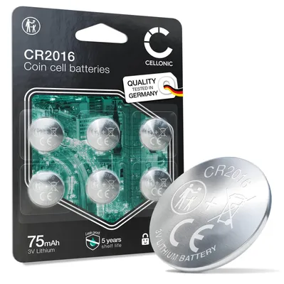 Produktbild von CELLONIC CR2016 Knopfzellen-Batterien Lithium kompatibel mit Autoschlüssel, Taschenrechner, Uhren – x6-Pack