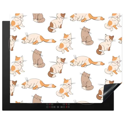 Produktbild von KitchenYeah© Herdabdeckplatte Muster - Katze - Kätzchen - Jungen - Mädchen - Kinder - Kinder , 65x52cm, Küche Deko, Glaskeramikkochfeld Herdabdeckung, Abdeckplatte fùr Kochfeld