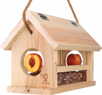 Zdjęcie produktu dla Domek dla ptaków NatureCrafts – ręcznie wykonany z naturalnego drewna, odporny na warunki atmosferyczne, 30 x 23,5 x 20 cm, do zawieszenia w ogrodzie lub na balkonie