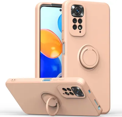 Produktbild von Redmi Note 11 Handyhülle, Ring Halter Ständer Kratzfeste Weiche Silikon schutzhülle für Xiaomi Redmi Note 11 / Note 11S Pink