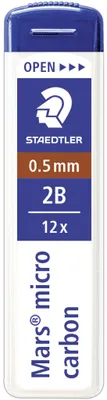 Produktbild von Staedtler Mars Micro Carbon, 2B, Schwarz, 0,5 mm, Mars micro 775, Graphite 779, Box, 12 Stück(e)