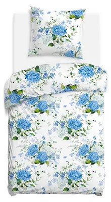 Zdjęcie produktu dla Komplet pościeli, flanelowa pościel, ciepła, zimowa, rozmiar 140x200, model 31522-1, wzór: niebieskie kwiaty