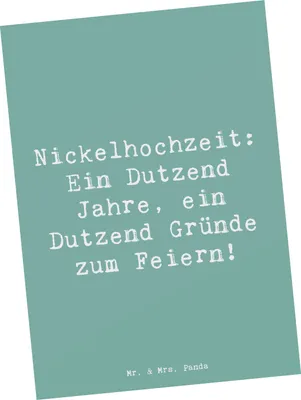 Produktbild von Mr. & Mrs. Panda Postkarte Spruch 12 Hochzeitstag Nickelhochzeit - Meeresbrise - Geschenk, Heiraten, Geschenke, Grußkarte, Ansichtskarten, Postkarten, Heirat, Feier, Fest