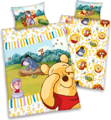 Produktbild von Disney´s Winnie the Pooh Flanell Baby Bettwäsche 40x60cm + 100x135cm