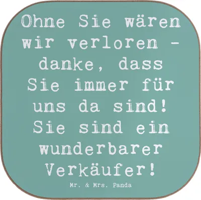 Produktbild von Mr. & Mrs. Panda Tischuntersetzer Spruch Wunderbarer Verkäufer - Meeresbrise - Geschenk, Holzuntersetzer, Handgefertigt, Wertschätzung, Coaster, danke, sagen, Bedanken