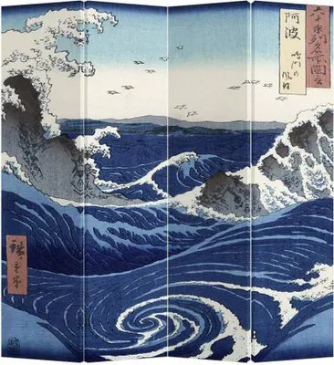 Produktbild von Fine Asianliving Paravent Raumteiler Spanische Wand Trennwand Room Divider Raumtrenner Sichtschutz Japanisch Orientalisch Chinesisch L160xH180cm Bedruckte Canvas Doppelseitig Asiatisch