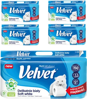Image de Papier hygiénique Velvet Soft White, 8 rouleaux
