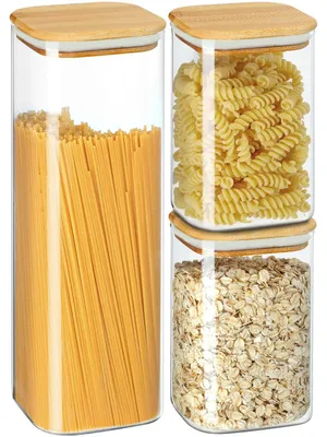 3er Set Vorratsgläser 2500+2x1200 ml mit Bambusdeckel