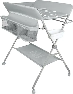 Productafbeelding van Baby Luiertafel - Verzorgingstafel - Babyverzorging - Opvouwbaar en Verstelbaar - 80x58x90cm - Lichtgrijs