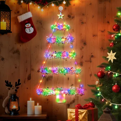 LED-Treppenlampe 88 cm mit Paillettengirlande, 8 Modi, Timer
