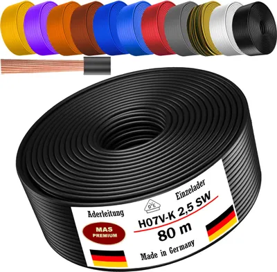 Produktbild von 80m Aderleitung H07 V-K SW 1x2,5 mm² Schwarz Einzelader flexibel