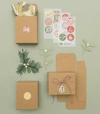 Produktbild von Adventskalender Boxen Kraftpapier, 24 Stück