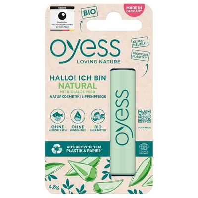 Produktbild von OYESS loving nature Oyess Lippenpflege Natural, pflegender Lippenpflegestift für trockene Lippen (1 x 4,8 g)