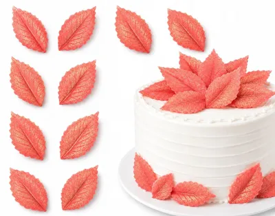 Produktbild von Blattförmige Zuckerdekoration, 5,5 cm, Roségold – Tortendekoration, 10 Stück