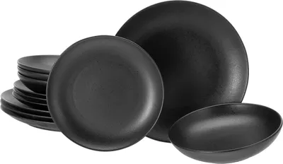 Obrázok produktu pre CreaTable, 16814, Magic Black Black, sada tanierov 12 ks, kamenina