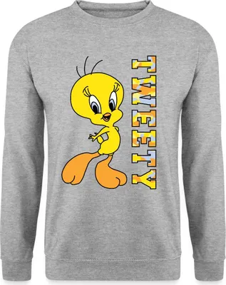 Produktbild von Spreadshirt Looney Tunes Tweety Camouflage Uni Pullover, S, Weißgrau meliert