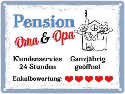 Produktbild von Pension Oma und Opa Metallschild in 15x20 cm