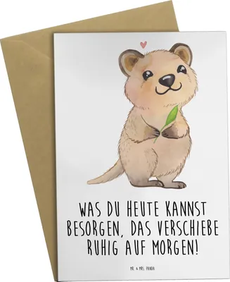 Produktbild von Mr. & Mrs. Panda Grußkarte Quokka Happy - Weiß - Geschenk, firmungskarte, Lustige Sprüche, hochzeitskarten, weihnachtskarten, Dinge Erledigen, Lustiger Spruch, osterkarte