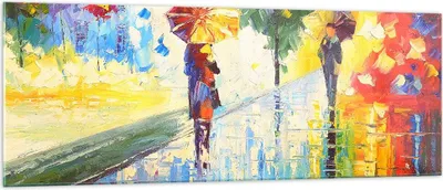 Produktbild von Bilder auf glas - Park Straße Regen - 140x50cm - Glasbilder - Wandbilder - Kunstdruck - zum Aufhängen bereit - Wanddekoration aus Glas - Glas Bilder - Wandbild auf Glas - Einteilig - GAB140x50-3508