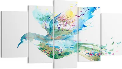 Produktbild von Bild auf Leinwand - Leinwandbild - Abstraktion Vogel Natur Bewegung - 160x85cm - Wand Bild - Wanddeko - Leinwanddruck - Bilder - Kunstdruck - Leinwand bilder - Wandkunst - EA160x85-3032