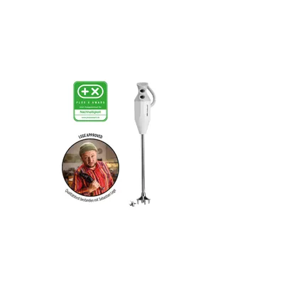 Der Unold ESGE-Zauberstab® G 350 Gastro Max, ein weißer Stabmixer mit langem Metallschaft, wird nebe