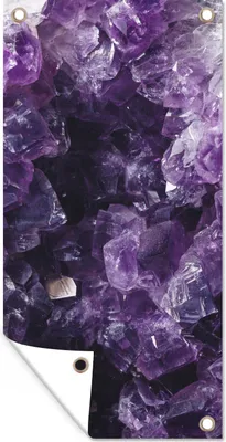 Produktbild von MuchoWow® 40x80 cm Outdoor-Poster Gartendeko Sichtschutz Garten Poster für den Garten  Amethyst - Edelsteine - Mineralien