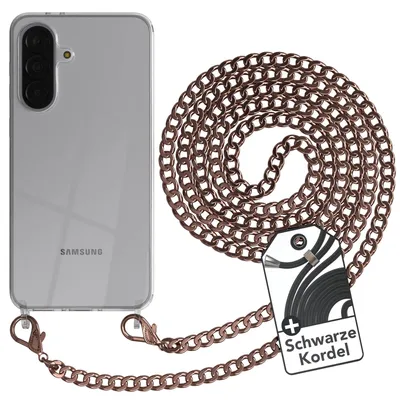 Produktbild von EAZY CASE Metall Handykette für Samsung Galaxy A37, Handyhülle mit Umhängeband, Silikonhülle, Metallkette für Smartphone in Rosa