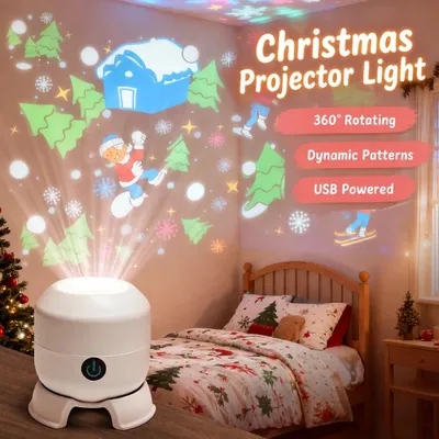 Produktbild von LED-Projektionslicht, drehbar, USB-betrieben, Weihnachtsmotiv, Nachtlicht- Christmas