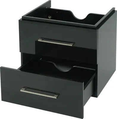 Image de Premium Meuble sous-lavabo HWC-D16, meuble sous-lavabo Meuble de salle de bain, brillant 60cm ~ noir