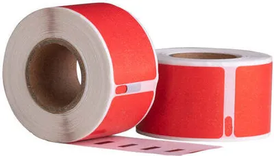 Produktbild von Dymo 99010 Rote kompatible Etiketten -  89 mm x 28 mm -  130 Etiketten -  Permanent