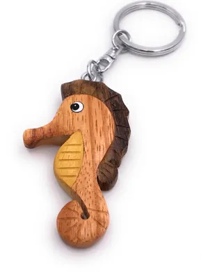 Immagine prodotto di Onwomania portachiavi in legno cavalluccio marino animale subacqueo pesce mare aghi ciondolo