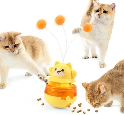 Produktbild von Interaktives Kattenspielzeug - Futterdispenser - Wobbler - Katzenspielzeug - Geel - Interaktives Spielzeug