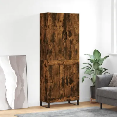 Productafbeelding van vidaXL Hoge kast, gerookt eikenfineer, 69,5 x 34 x 180 cm, houtvezelplaat